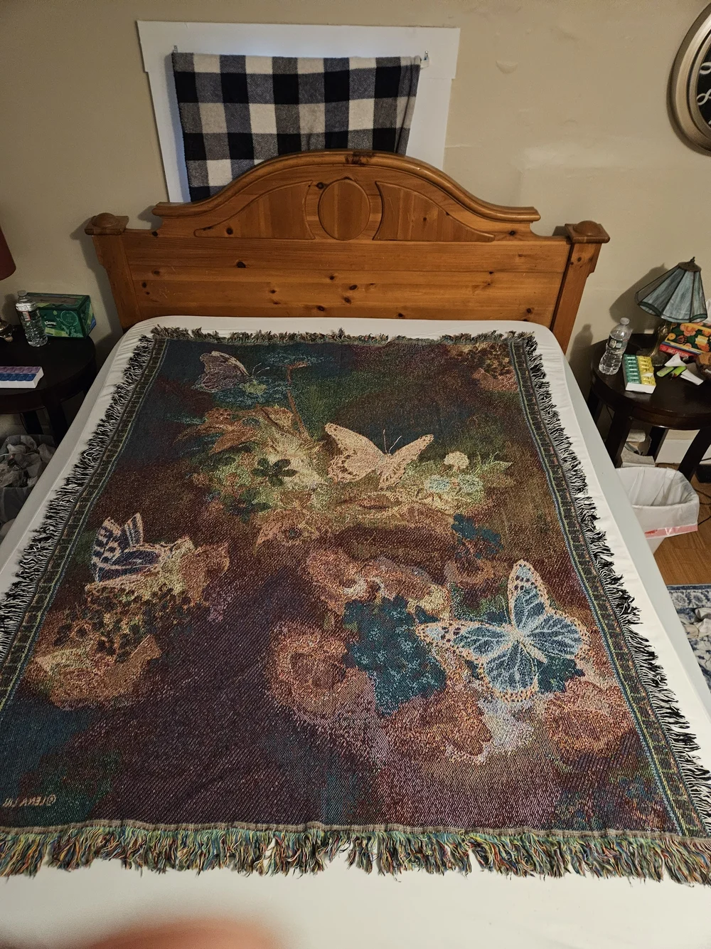 Lena Liu Butterfly Harmony & Flowers Tapestry Afghan Throw Blanket